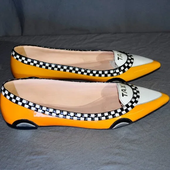 Kate Spade Gogo Taxi Flats Size 8.5 & Matching Taxi Stud Earrings Set - Picture 4 of 7